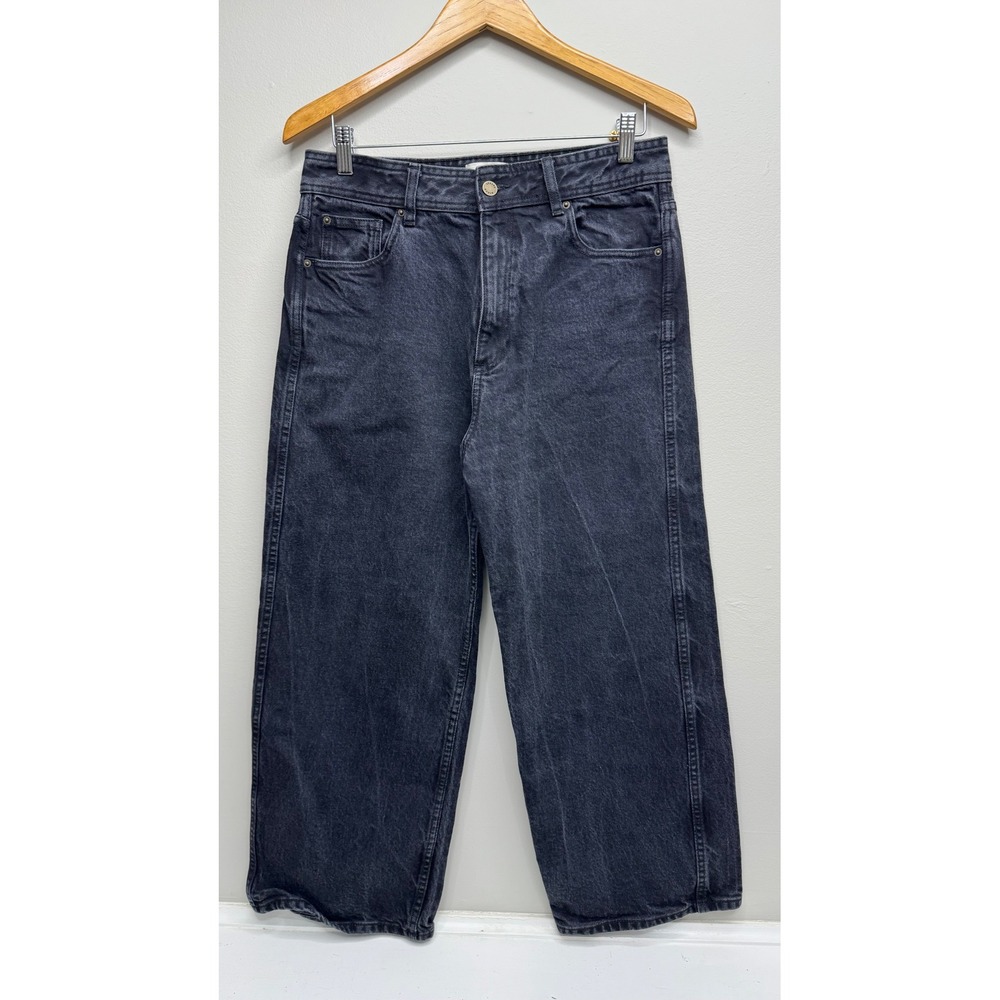 Sezane Denim Wide Leg High Rise Jeans Charcoal Black EU 42 US 10 S231PAN052N